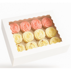 White C/Box - 12 Cupcake Box  With Window