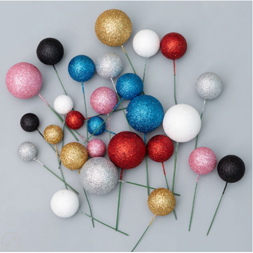 Faux Balls-Glitter Color-Pack of 6