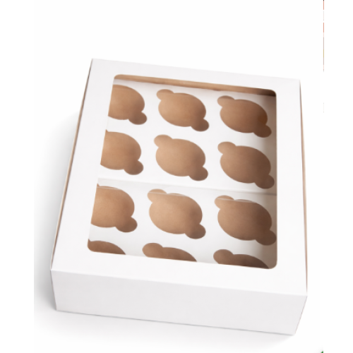 White C/Box - 12 Cupcake Box With Window Thin