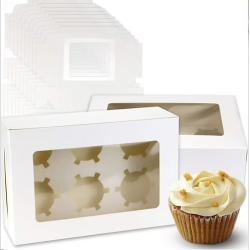 White C/Box - 6 Cupcake Box With Window Thin